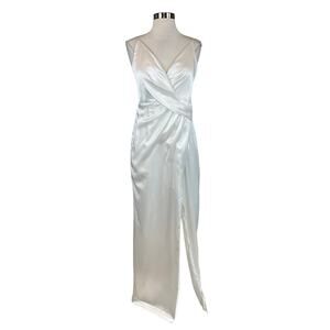Aidan Mattox Women's Formal Dress Size 8 White Satin Sleeveless Evening Gown